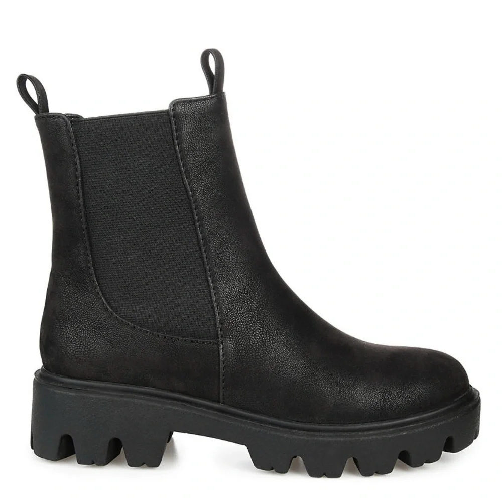 Journee Collection Ivette Chelsea Boot- 6.5M- Black Faux Leather